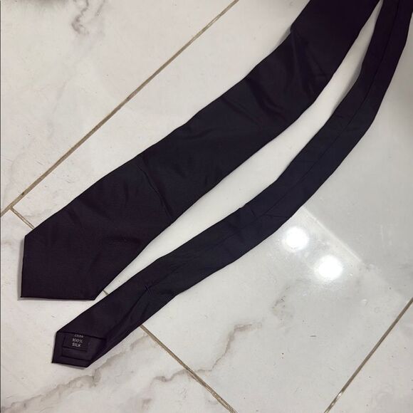 Mens Black Silk Tie - Kenneth Reaction Black Skinny Tie - Picture 1 of 2